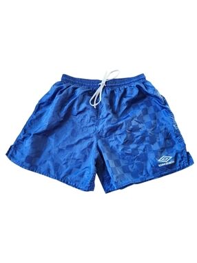 Umbro Royal Blue Vintage Shiny Checkered Soccer Shorts. Sz. L